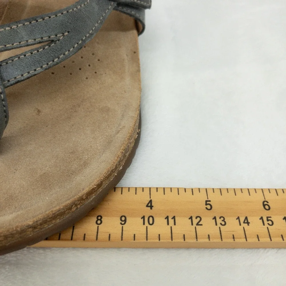 Taos Perfect Sandals Womens 7 Gray Leather Strappy Adjustable Comfort Thong